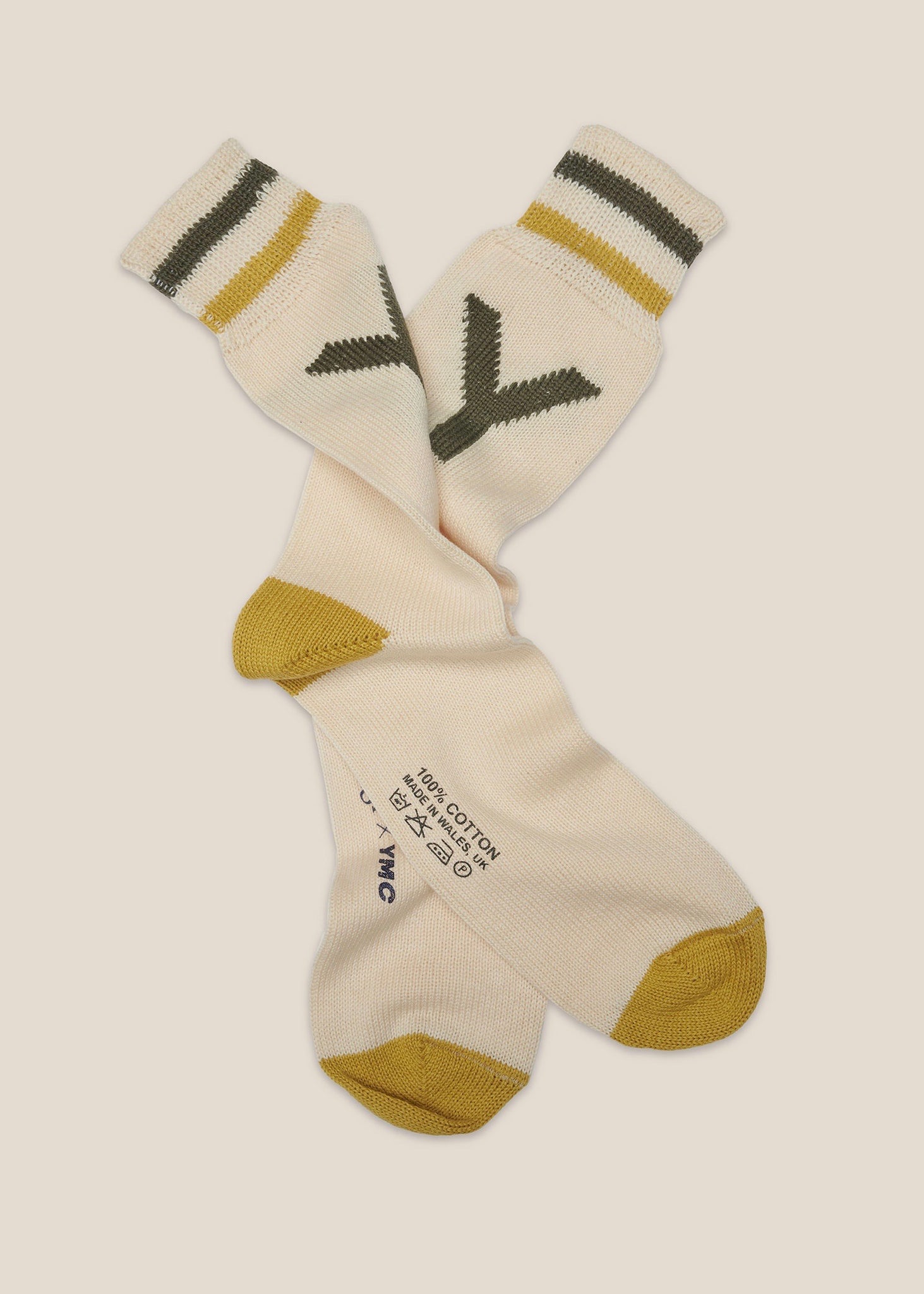 Y Motif Socks —  GREEN / YELLOW