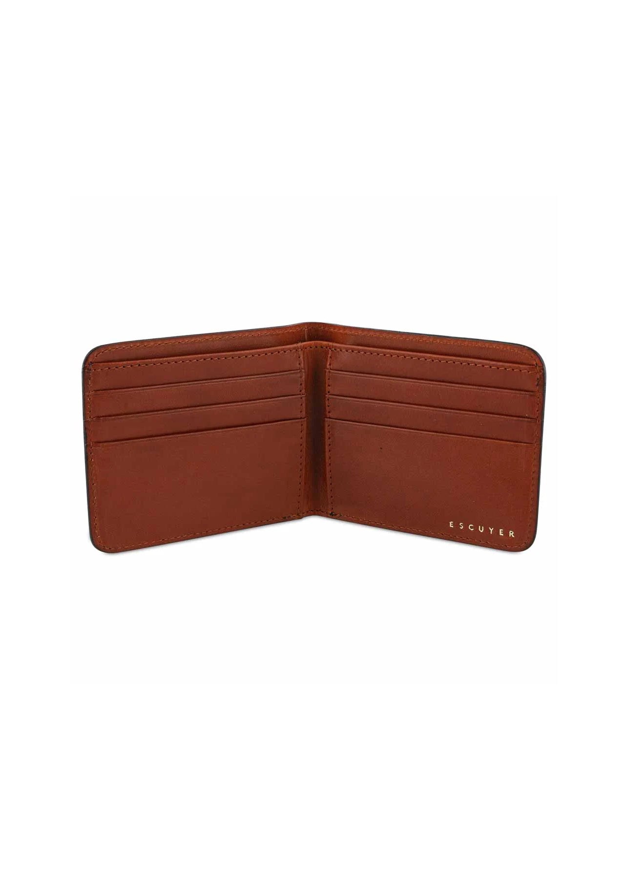 Billfold Leather Wallet — BLUE / COGNAC