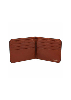 Billfold Leather Wallet — BLUE / COGNAC