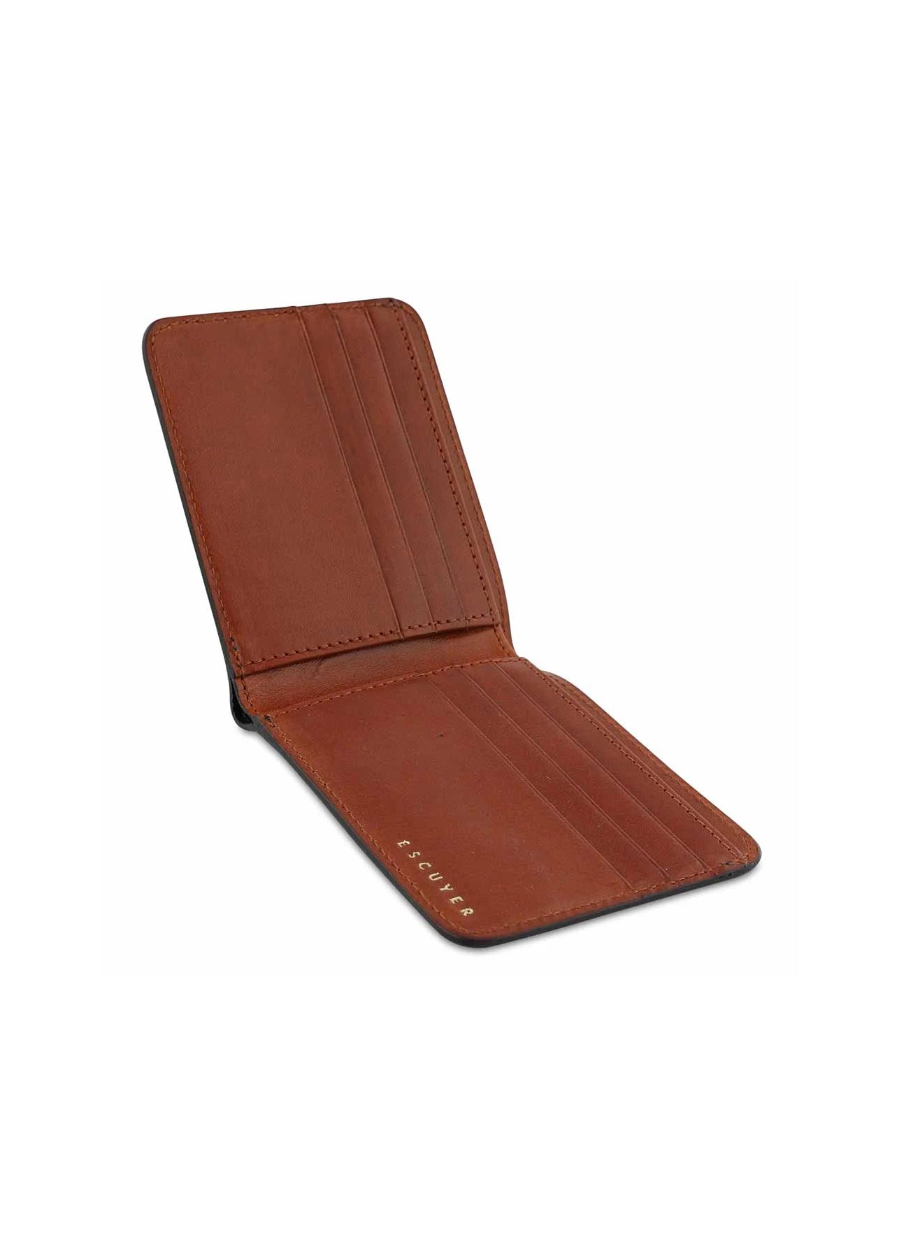 Billfold Leather Wallet — BLUE / COGNAC