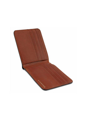 Billfold Leather Wallet — BLUE / COGNAC
