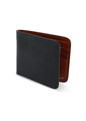 Billfold Leather Wallet — BLUE / COGNAC