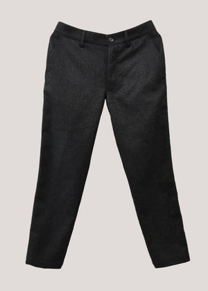 Textured Wool Trousers — BLACK