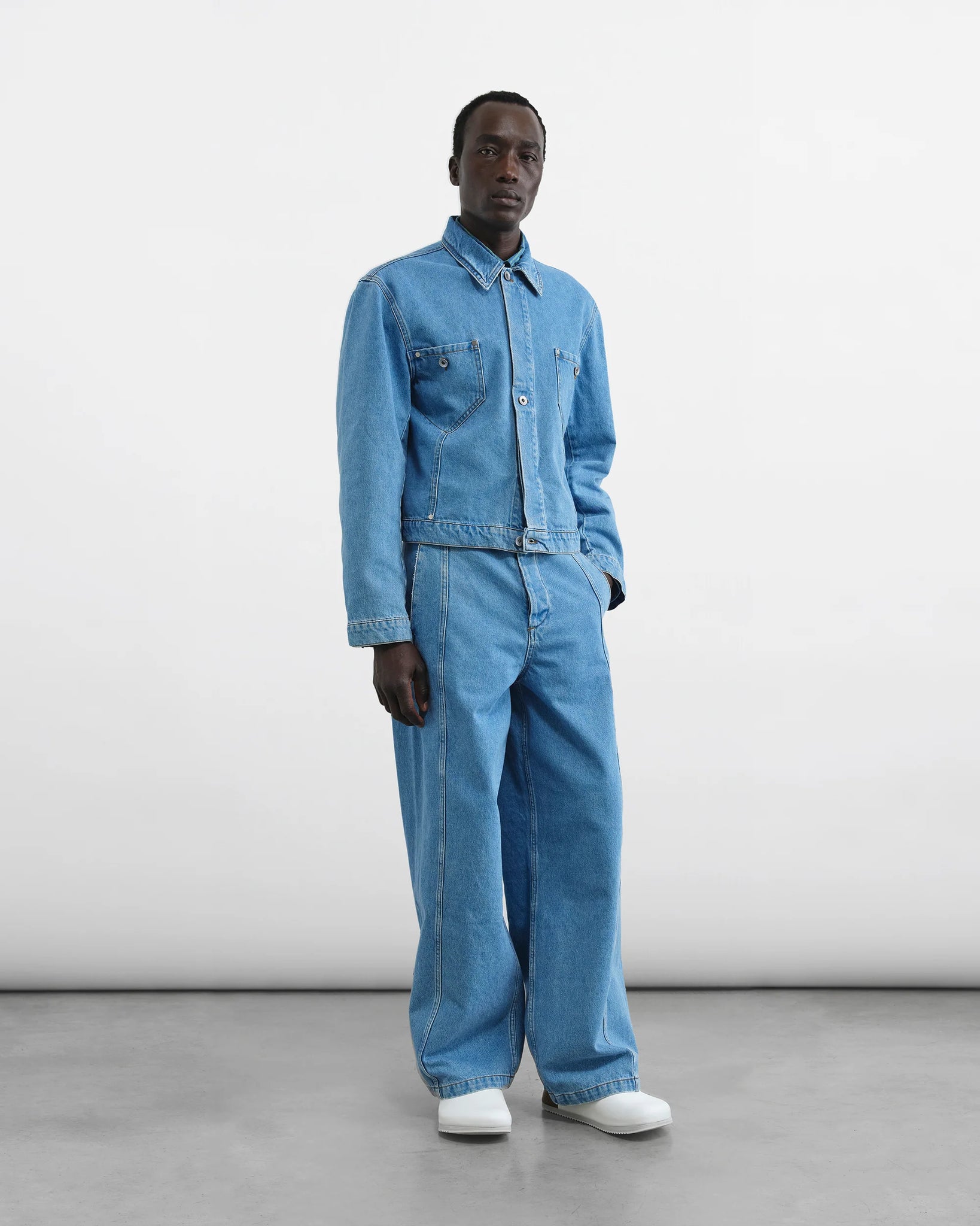 Displaced Seam Unisex Jeans — BLUE