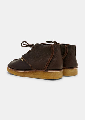 YOGI FOOTWEAR — W Glenn Centre Seam Textured Ostrich Leather Boot - Dark Brown