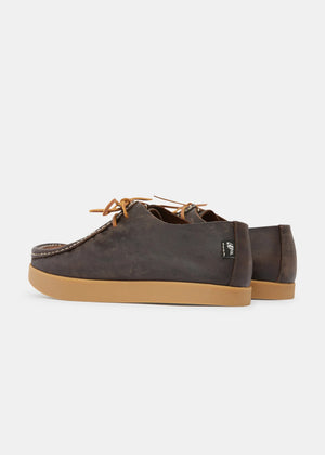 YOGI FOOTWEAR — Willard Reverse Vamp Leather Shoe on Negative Heel - Dark Brown