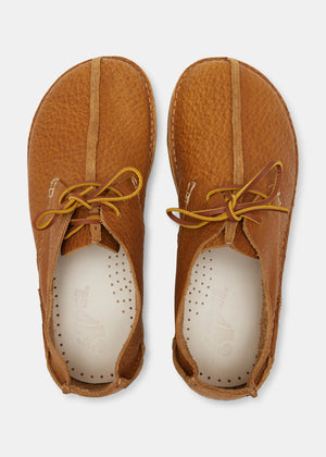 Centre Seam Textured Ostrich Leather Shoe — HONEY