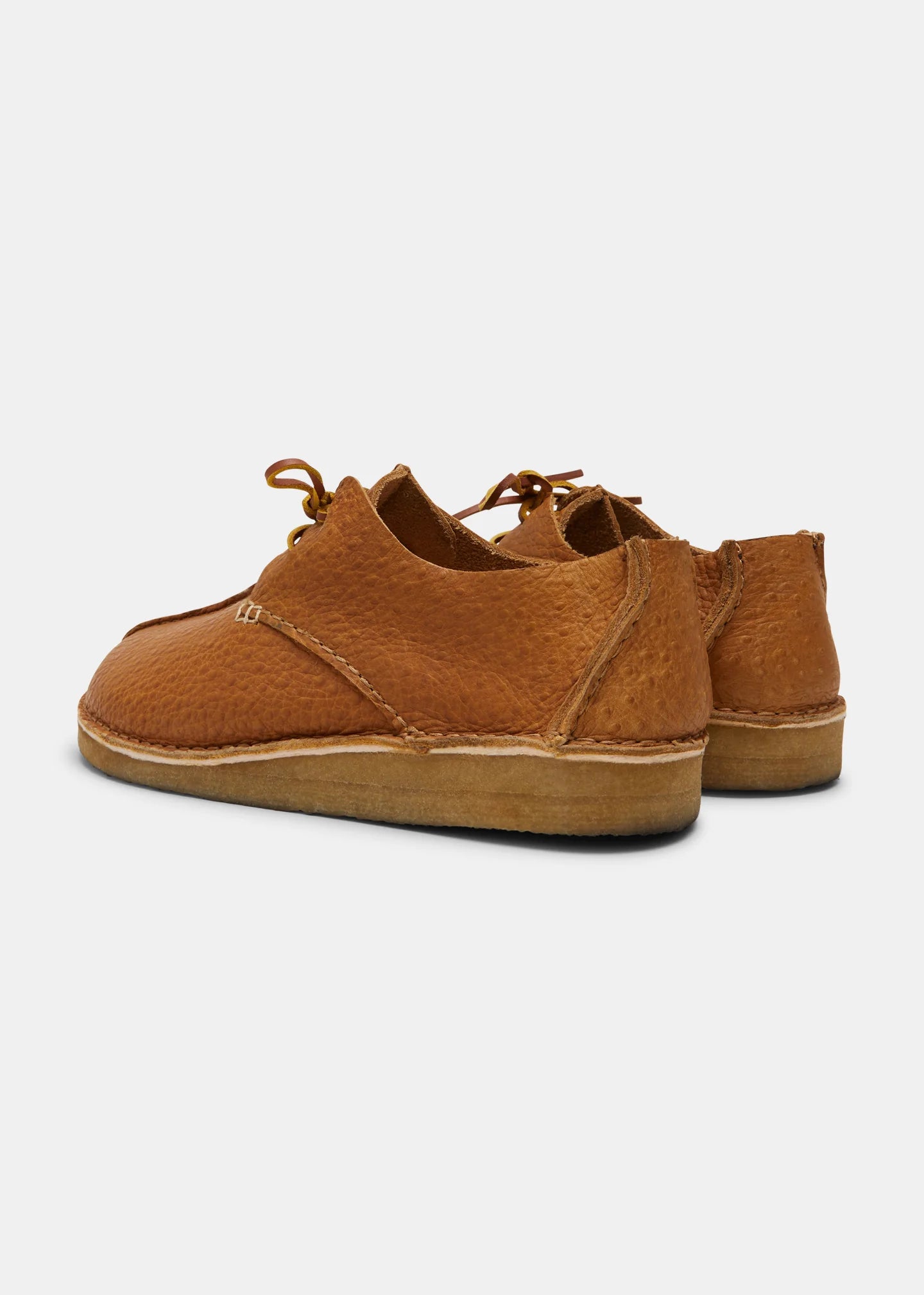 Centre Seam Textured Ostrich Leather Shoe — HONEY