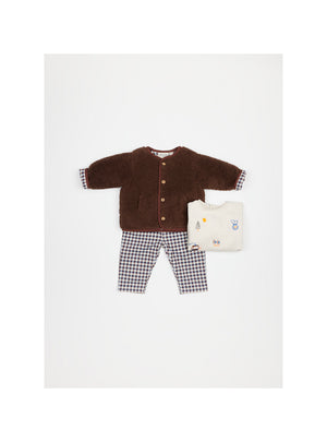Gisbert Baby Gingham Sherpa Jacket BIO — MARRON
