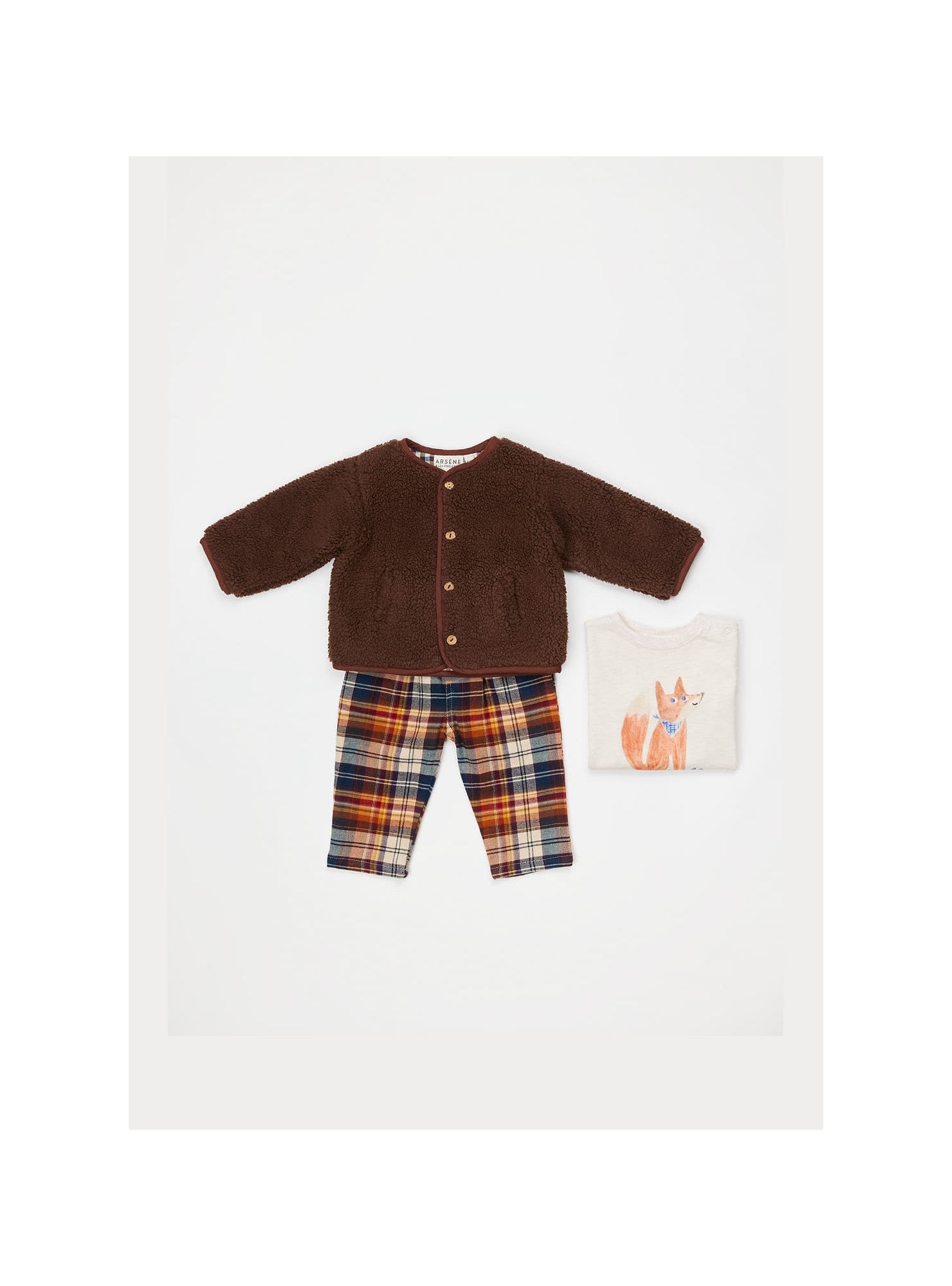 Gisbert Baby Gingham Sherpa Jacket BIO — MARRON