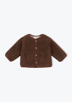 Gisbert Baby Gingham Sherpa Jacket BIO — MARRON