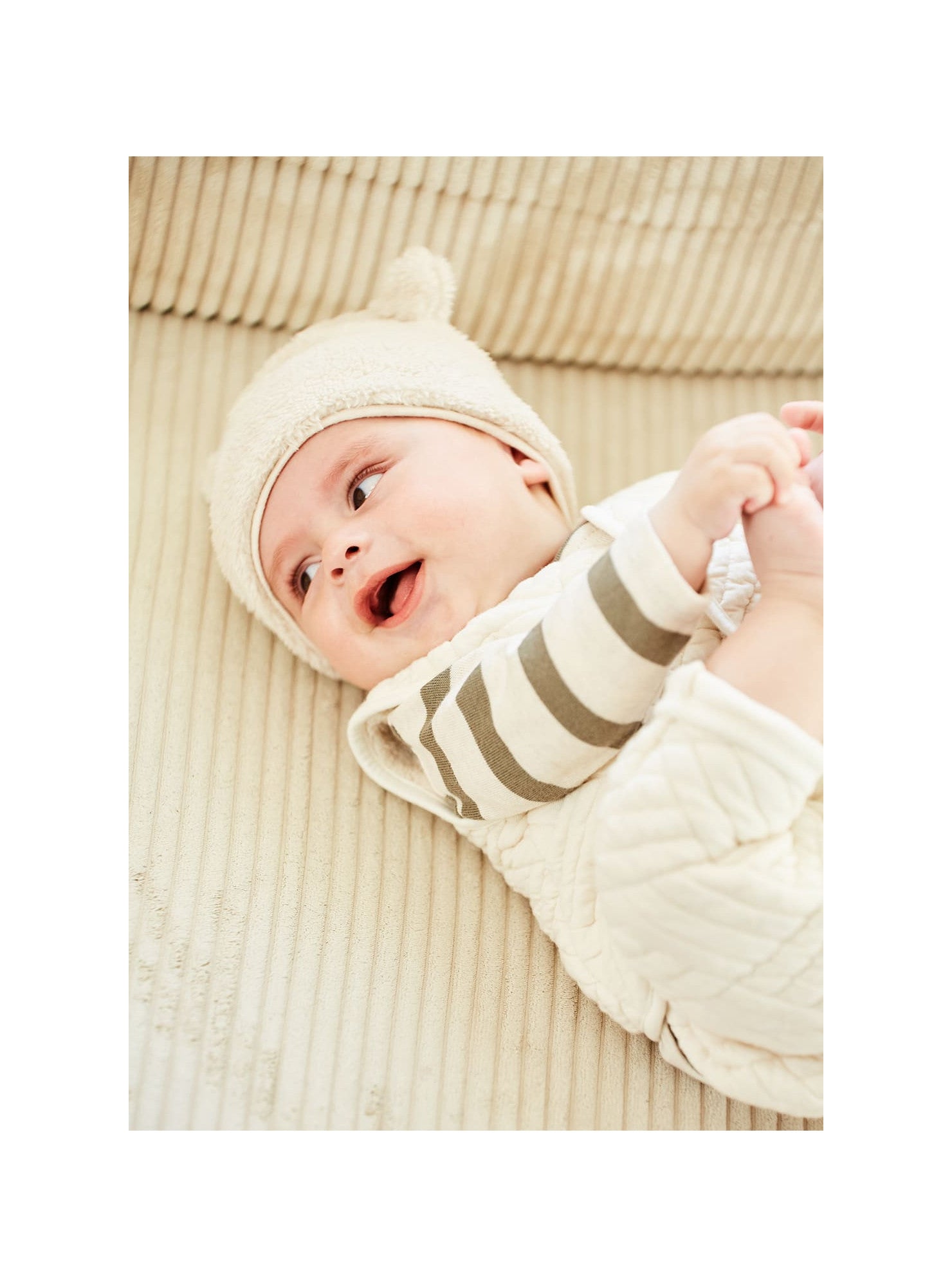 Malo Chapka Twill Fur Baby Hat — BEIGE