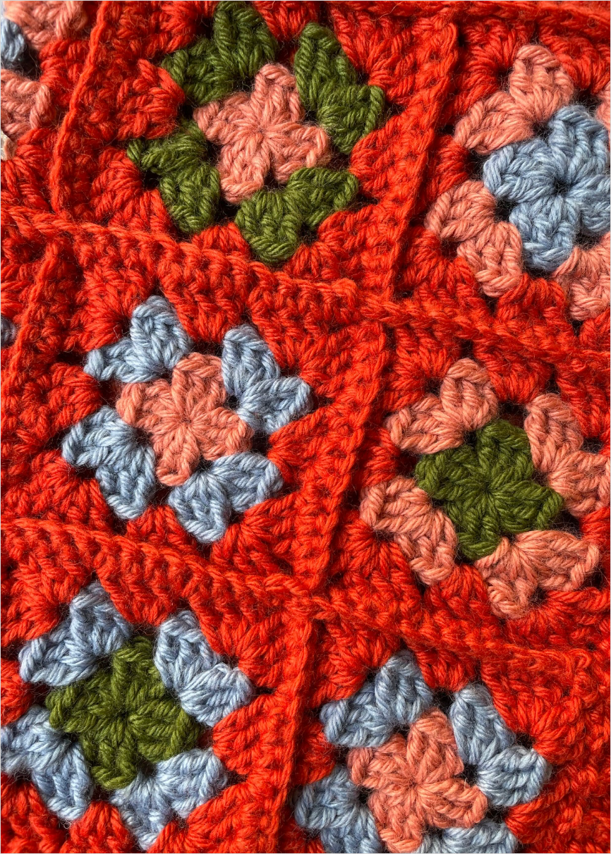 EARLYMADE Hand-knitted Granny Squares Head Balaclava — ORANGE / MULTI