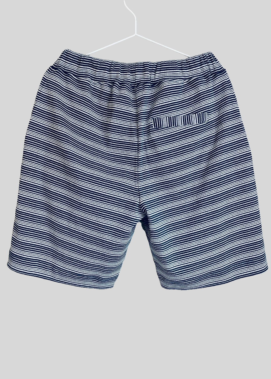 Miguel Towelling Stripes Drawcord Shorts Horizontal — PETROL/WHITE