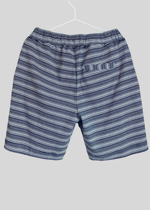 Miguel Towelling Stripes Drawcord Shorts Horizontal — PETROL/WHITE