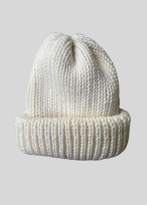 Hand Knitted Fisherman Beanie Hat - Snow