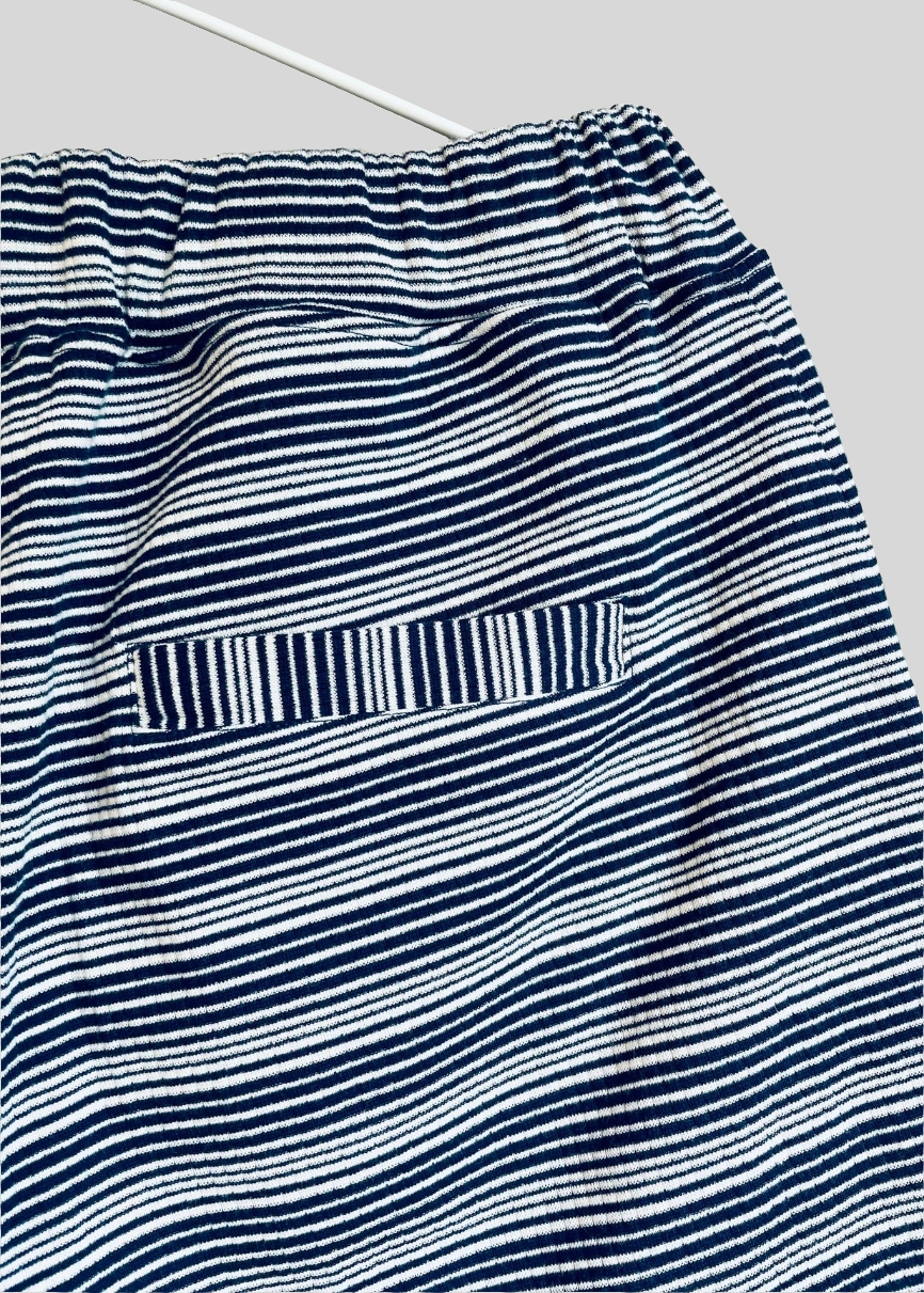 Miguel Towelling Stripes Drawcord Shorts Horizontal — PETROL/WHITE