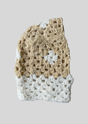 Hand Knitted Granny Squares Head Balaclava - Ecru/Latte