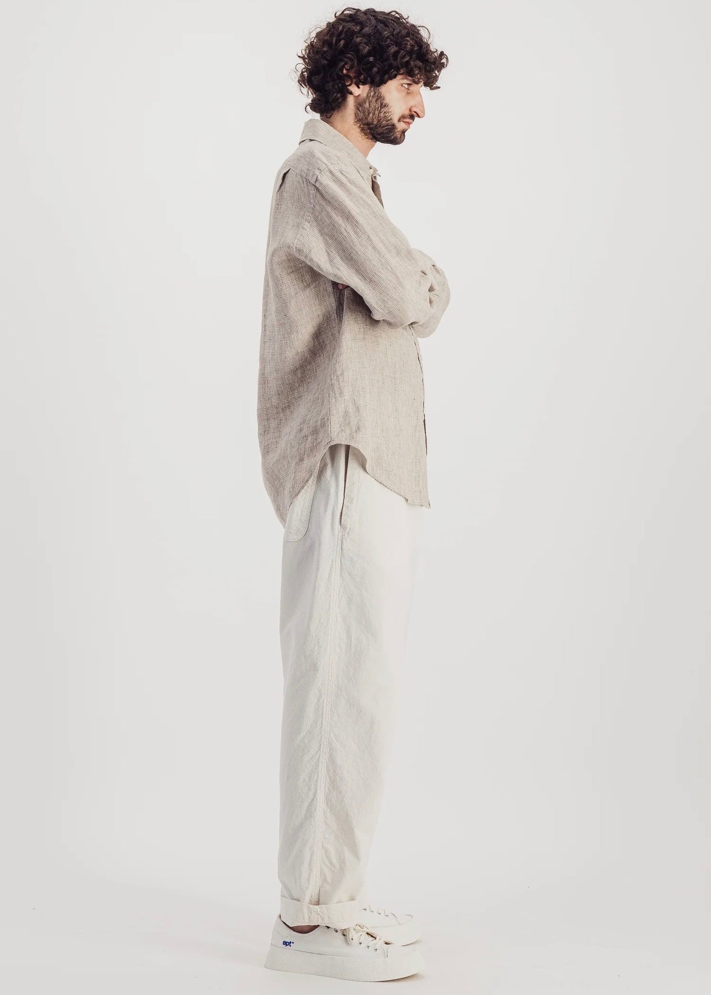 Everyday Linen Shirt — BEIGE CHECKS