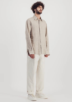 Everyday Linen Shirt — BEIGE CHECKS