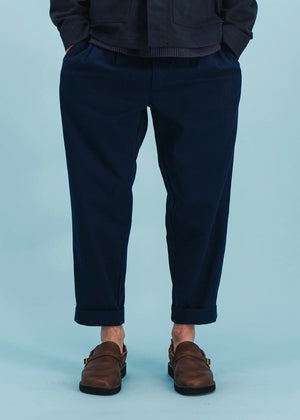 Pleats Twill Pants — INDIGO