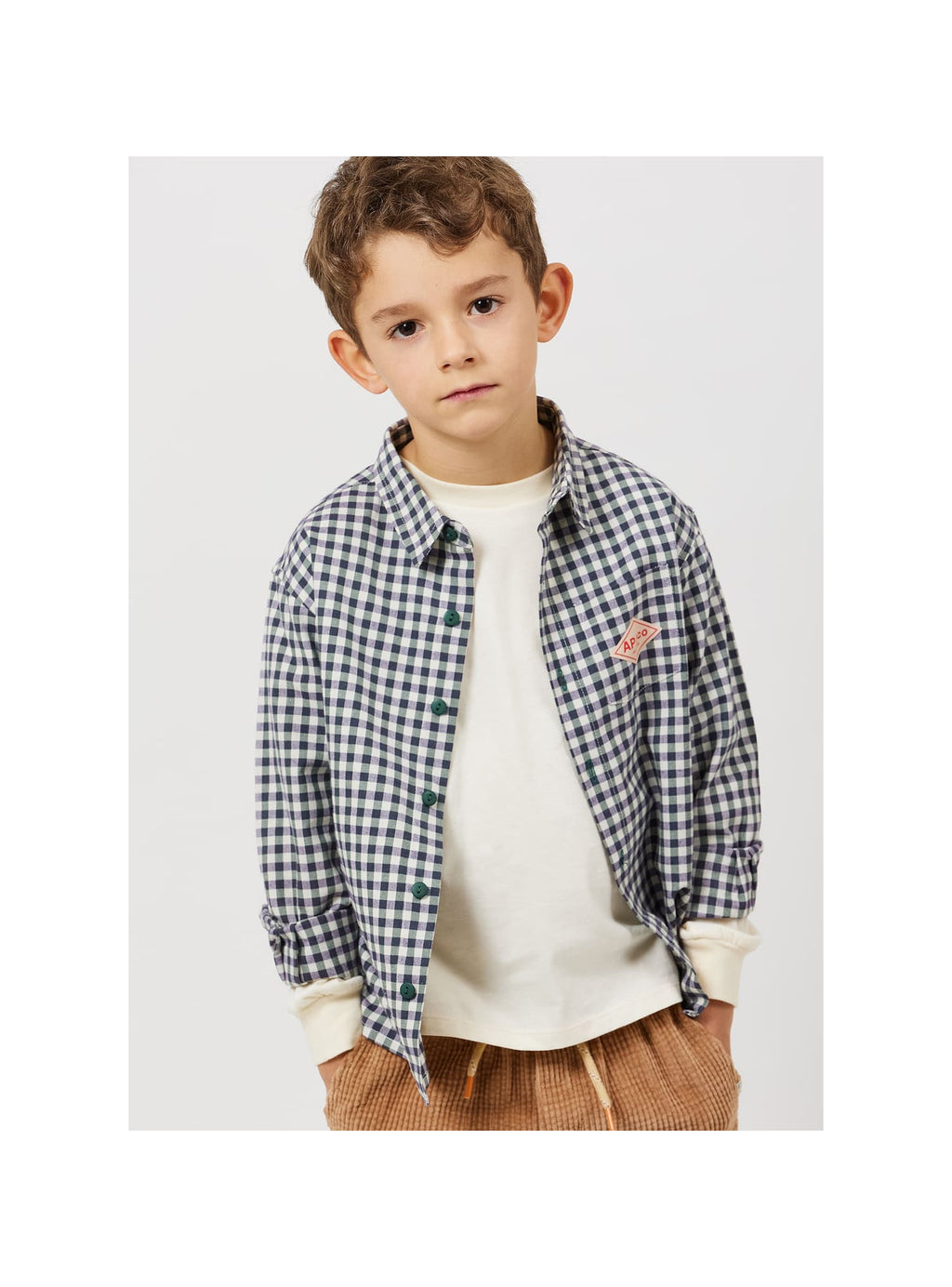 Gaetan Gingham Shirt GOTS  — GREEN