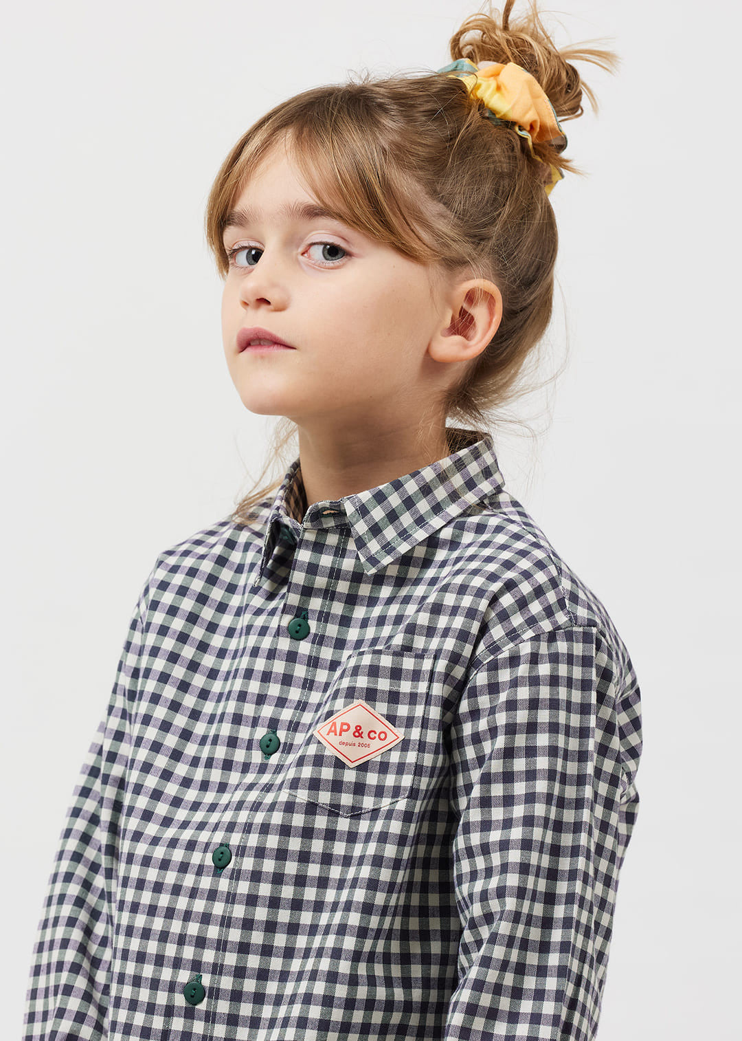 Gaetan Gingham Shirt GOTS  — GREEN