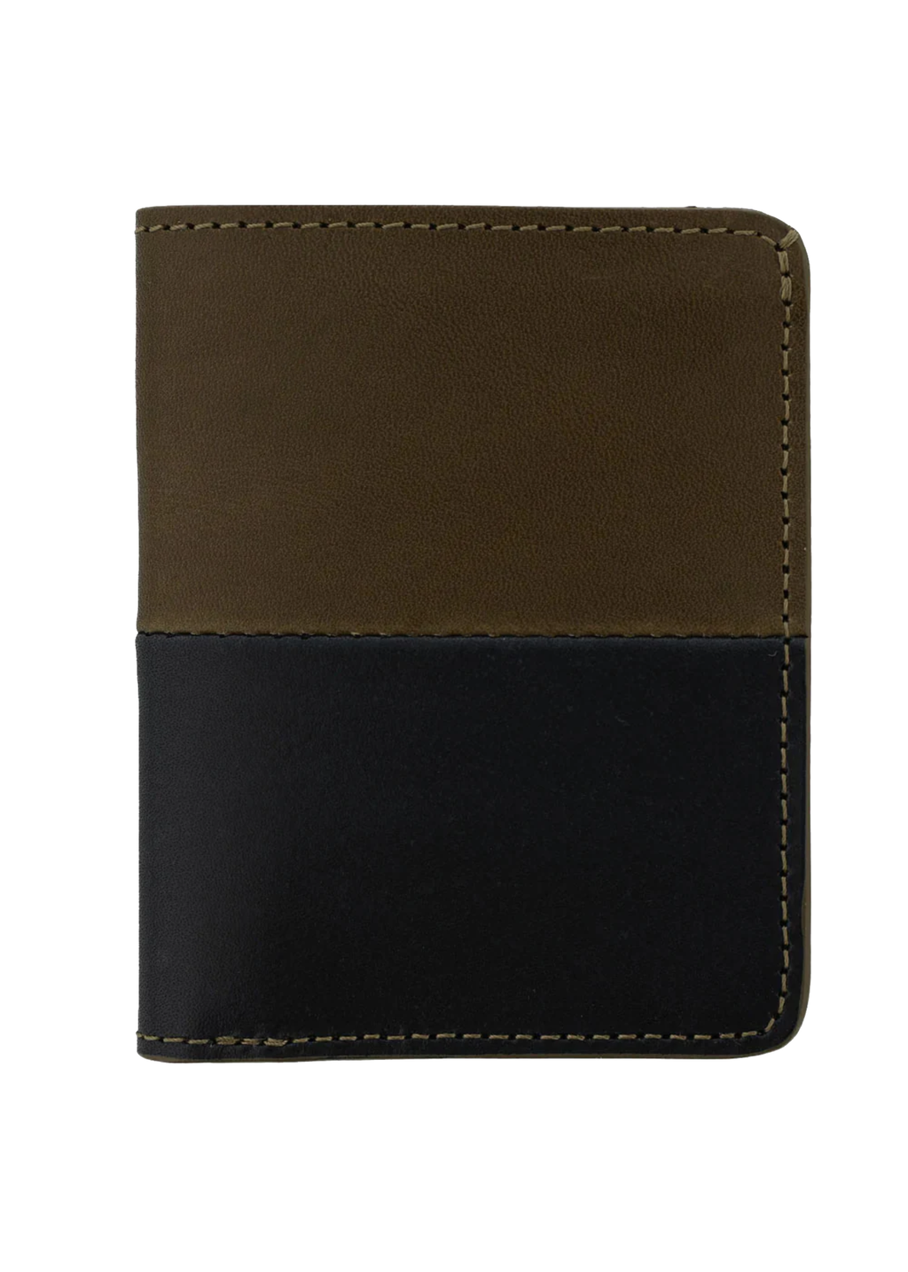 Slim Leather Wallet Horizontal — KHAKI / NAVY