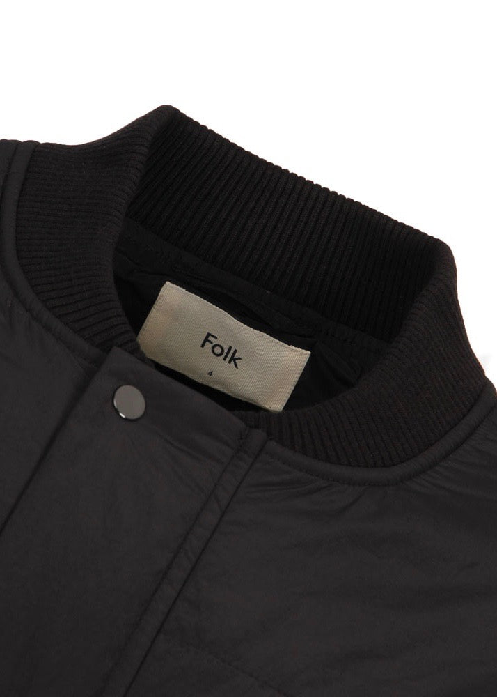 Two Tone Wadded Contour Jacket — BLACK
