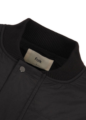 Two Tone Wadded Contour Jacket — BLACK