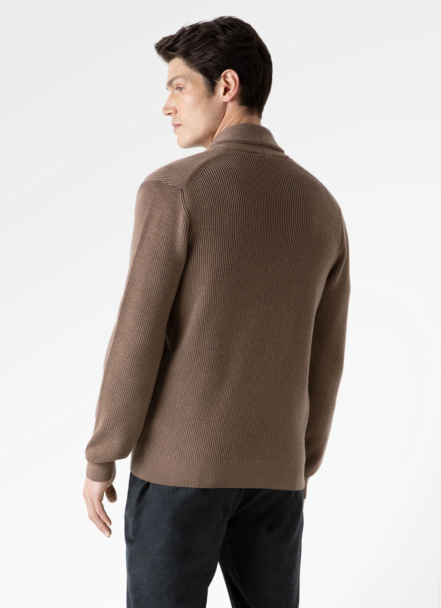 Ribbed Shawl Neck Cardigan