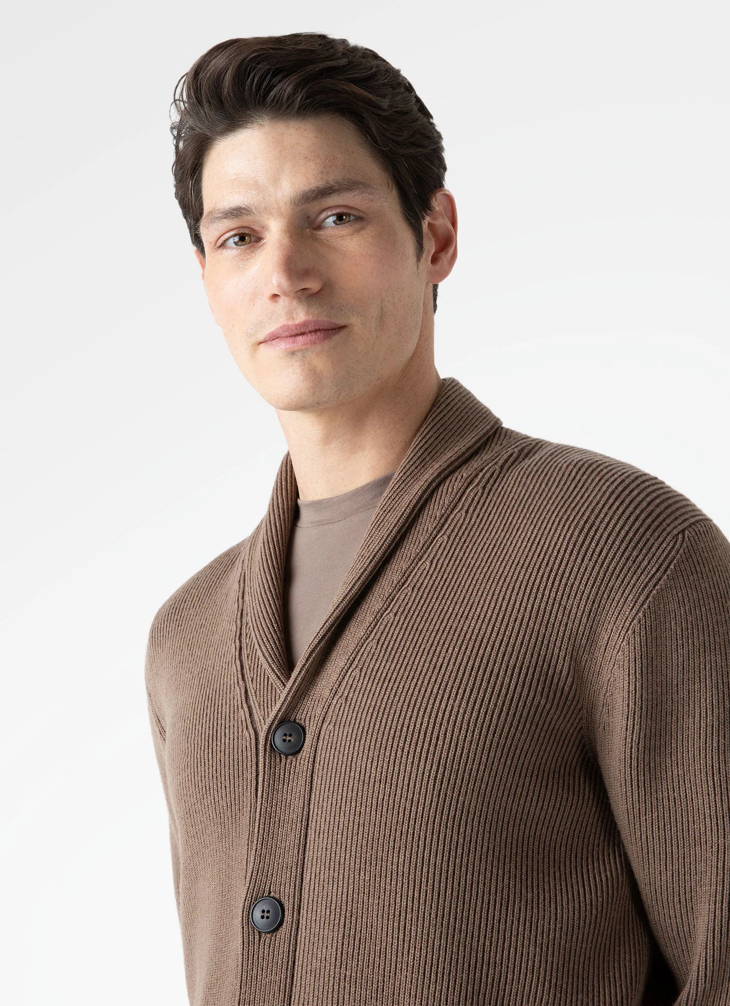 Ribbed Shawl Neck Cardigan