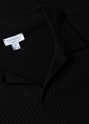 Linear Mesh Polo Shirt — BLACK