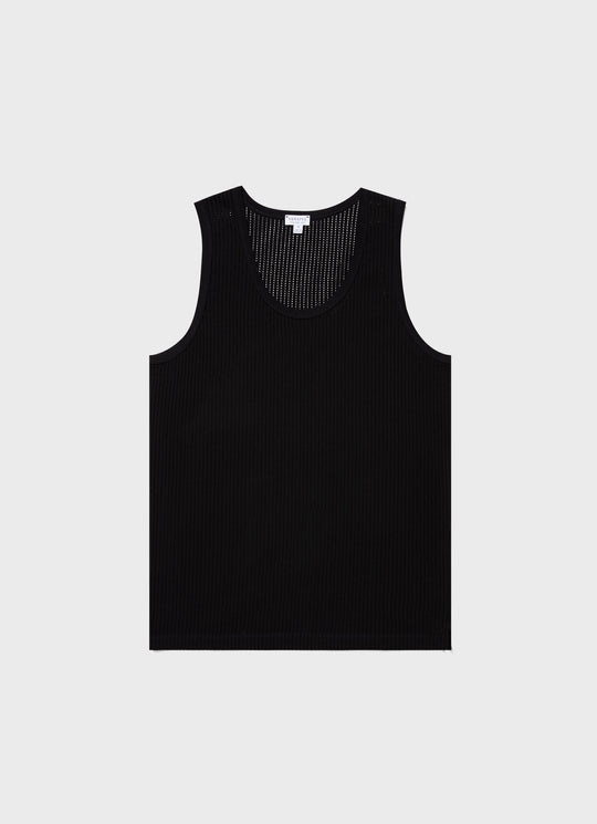 Linear Mesh Tank Top — BLACK