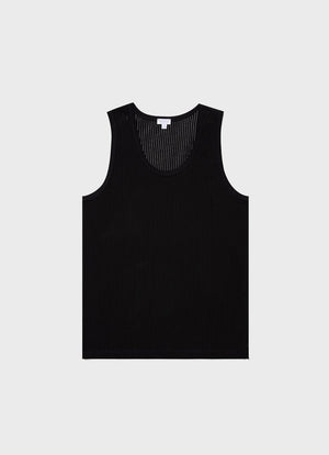 Linear Mesh Tank Top — BLACK