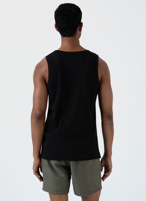 Linear Mesh Tank Top — BLACK