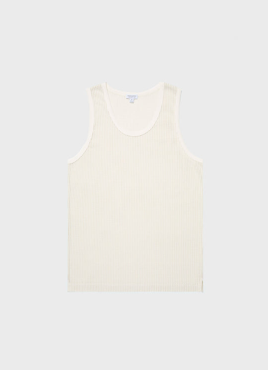 Linear Mesh Tank Top Ecru