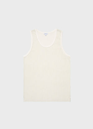 Linear Mesh Tank Top Ecru