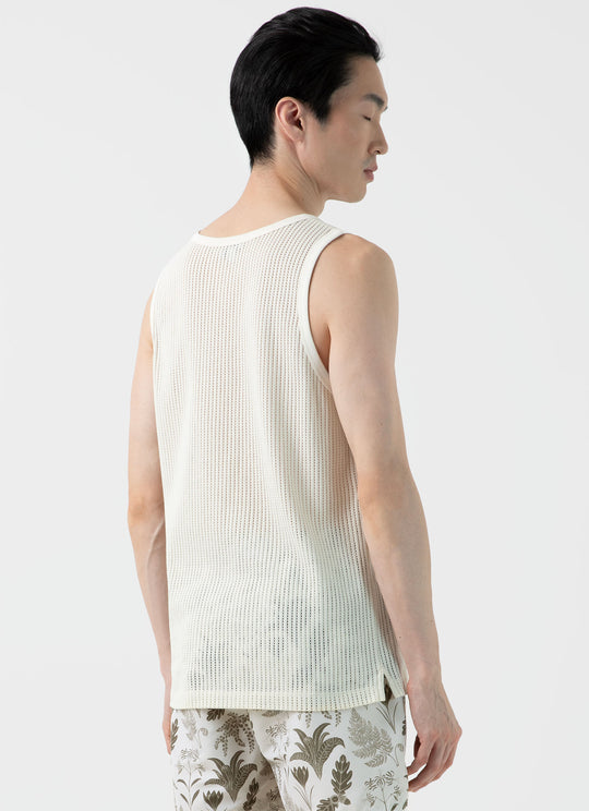 Linear Mesh Tank Top Ecru