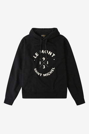 Tiny Logo Brushed Cotton Hoodie — BLACK