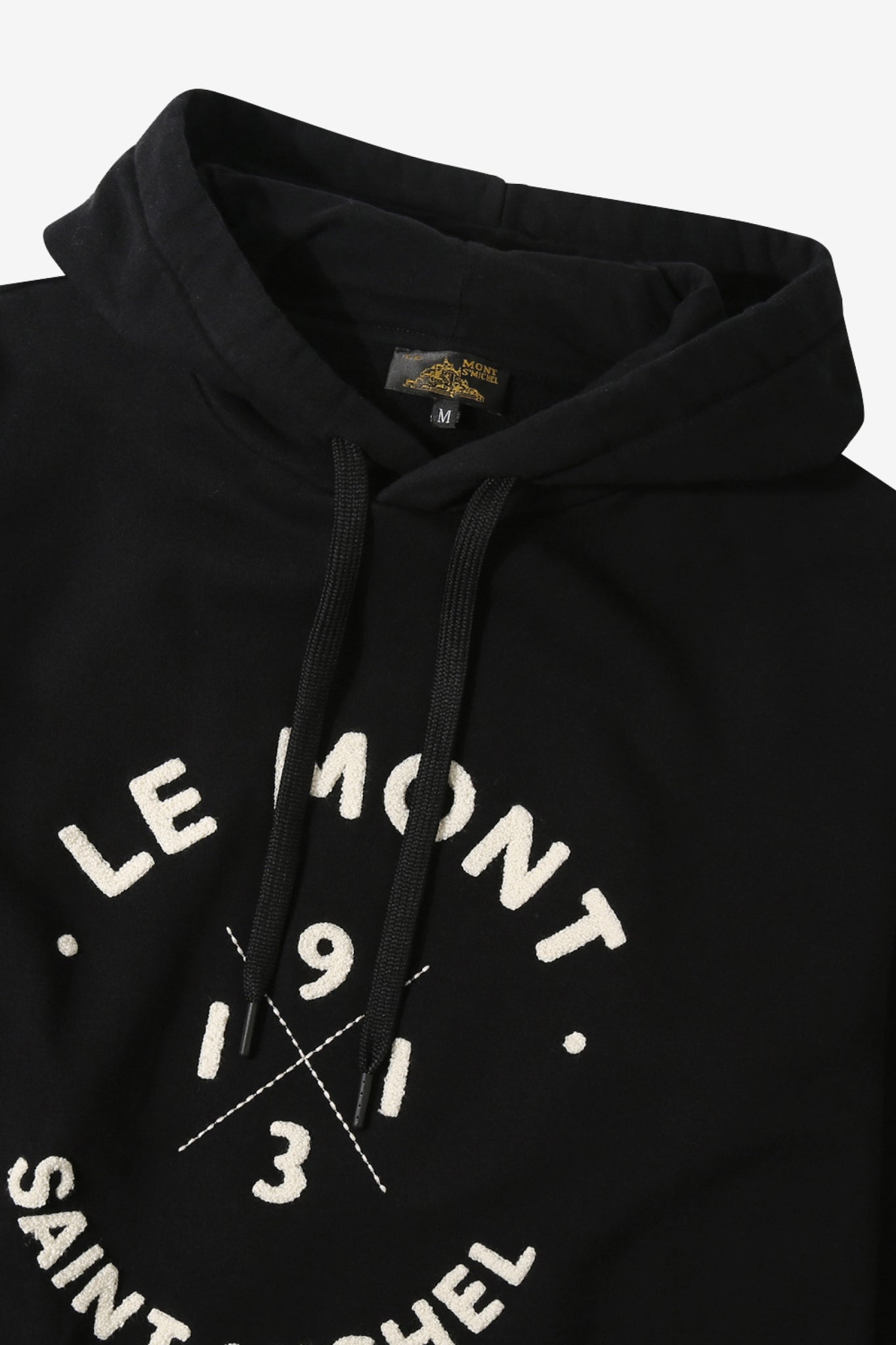 Tiny Logo Brushed Cotton Hoodie — BLACK