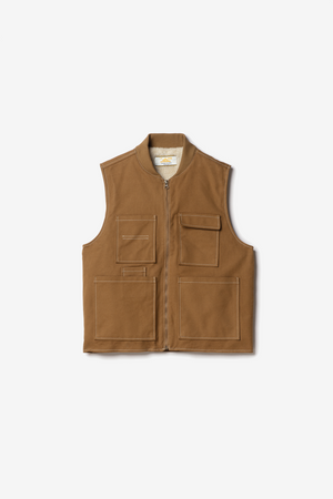 Versi canvas Sleeveless Utility Vest — CAMEL