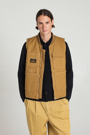 Versi canvas Sleeveless Utility Vest — CAMEL