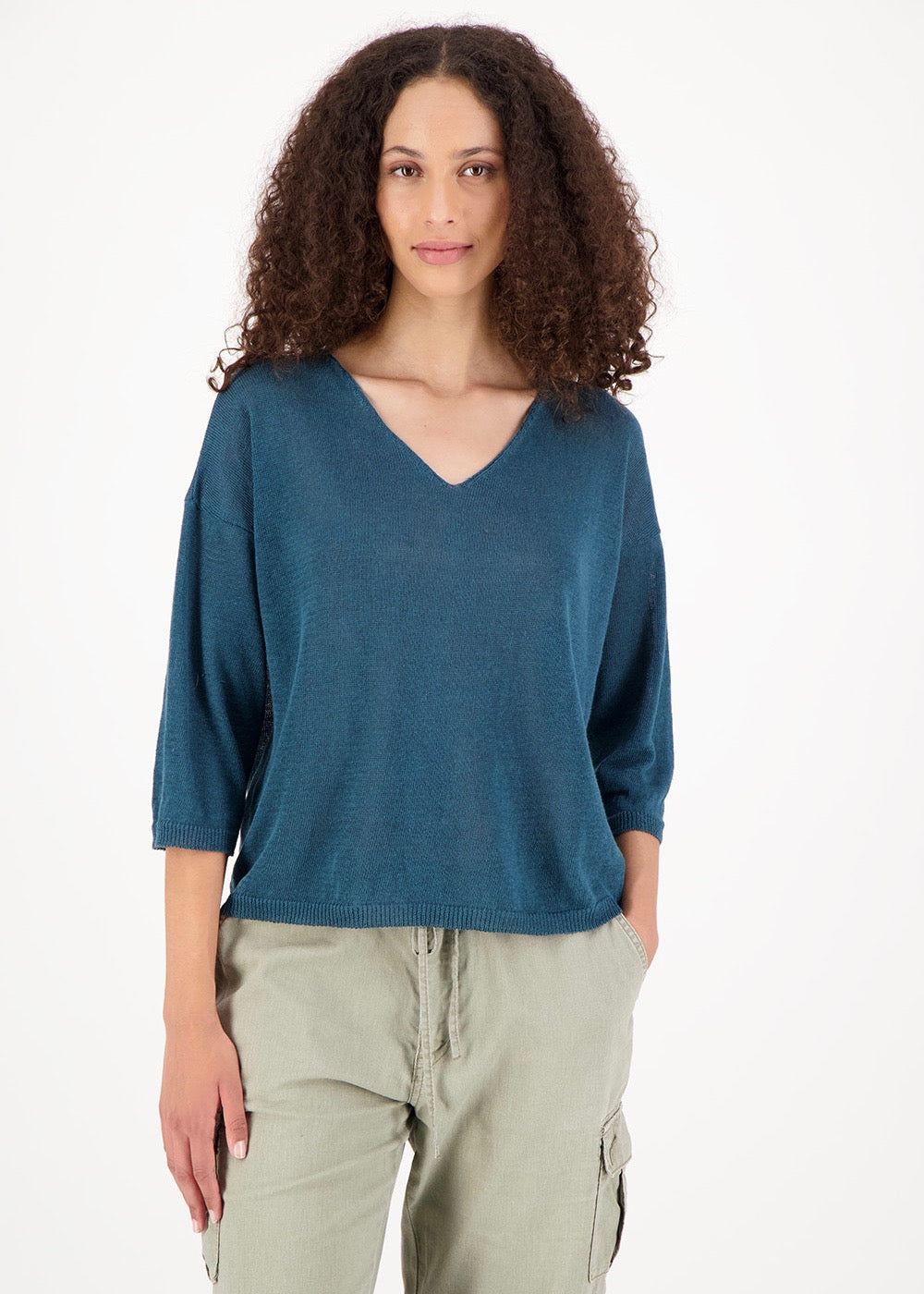 Elke V Neck Sweater — PETROL