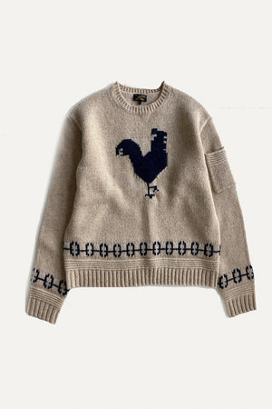 Soca Intarsia Sweater — BEIGE / NAVY