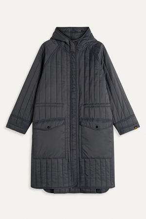 Mandy Quilted Overcoat — CHARCOAL
