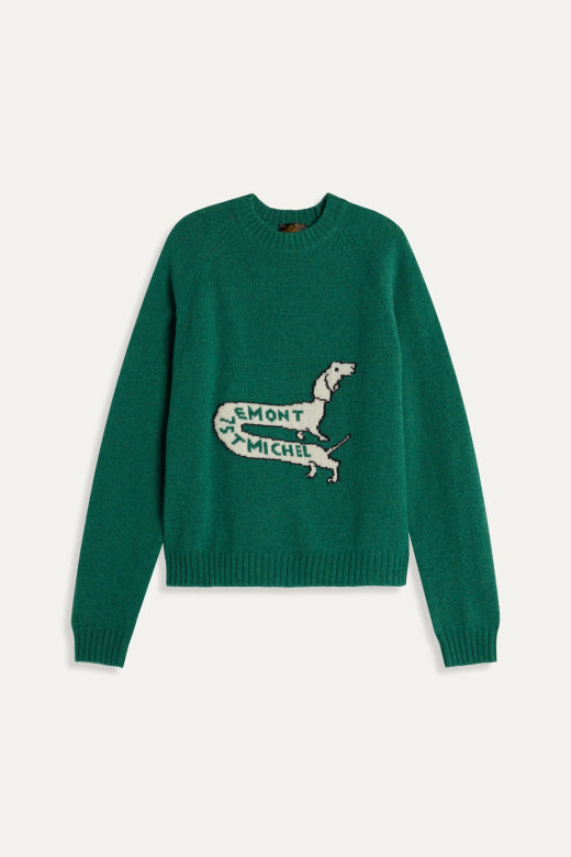Striker-dog Intarsia Sweater — GREEN