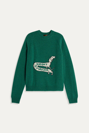 Striker-dog Intarsia Sweater — GREEN
