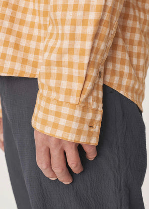 Dean Linen Cotton Check Shirt — YELLOW