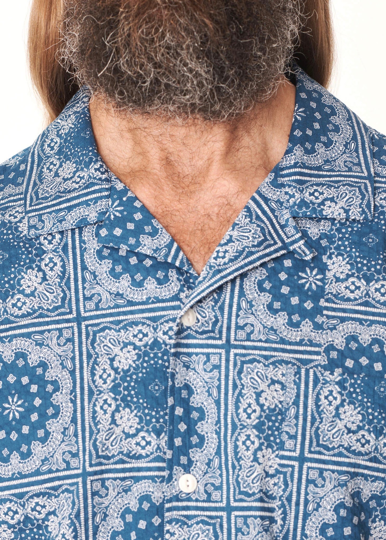 Cotton Bandana Print Shirt — BLUE